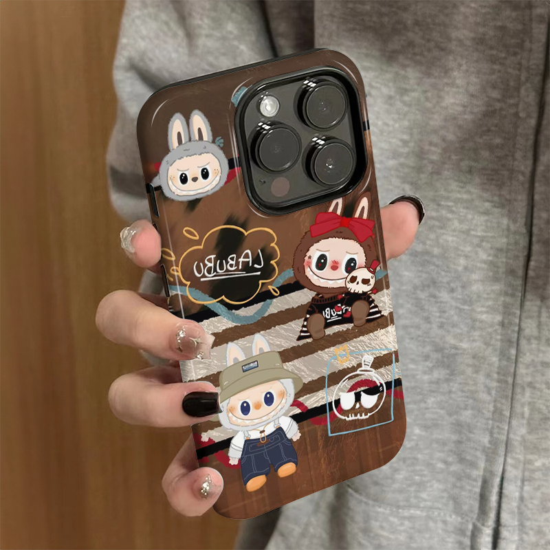 适用苹果15手机壳iPhone16promax新款iP14女13可爱12简约xsmax格子拉布布8高级防摔11套7小众plus菲林二合一x