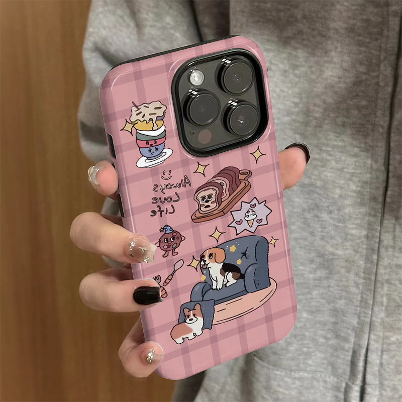 适用苹果16promax手机壳iPhone15新款iP14/13女12简约xsmax菲林二合一卡通8面包小狗防摔11保护套7plus个性xr