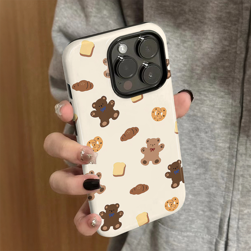 适用iPhone16promax手机壳女苹果15新款可爱iP13/14硅胶xr防摔保护套pro卡通iP7/8小众plus面包小熊xsmax外壳