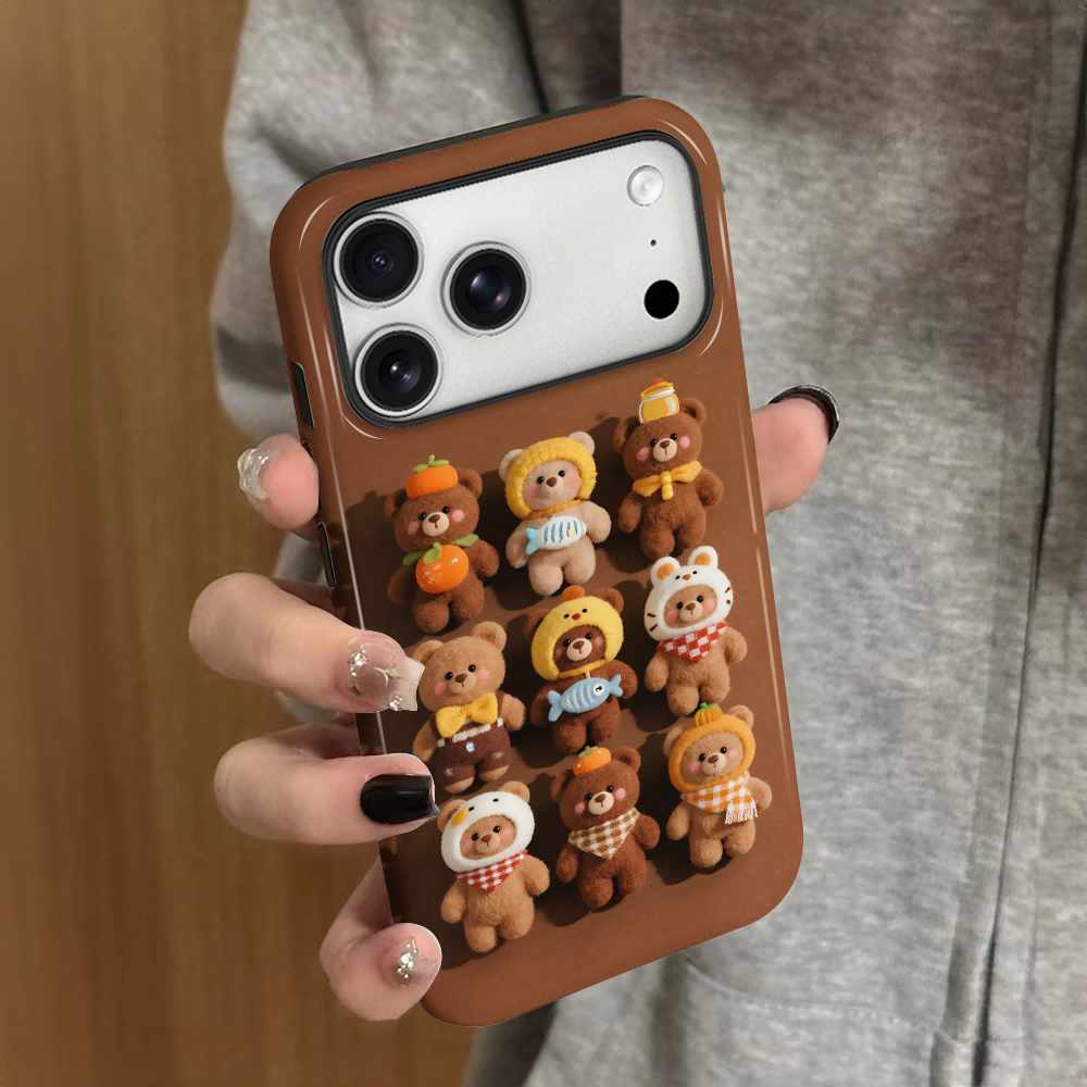 毛绒小熊适用iPhone17pro手机壳苹果16promax可爱ip15pro女13卡通14新款xsmax少女12防摔11保护套8/7plus菲林
