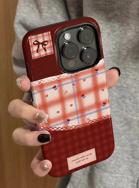 适用iPhone16手机壳苹果15promax新款iP14/13女12简约xsmax菲林二合一8高级防摔11保护套7小众plus红底碎花xr