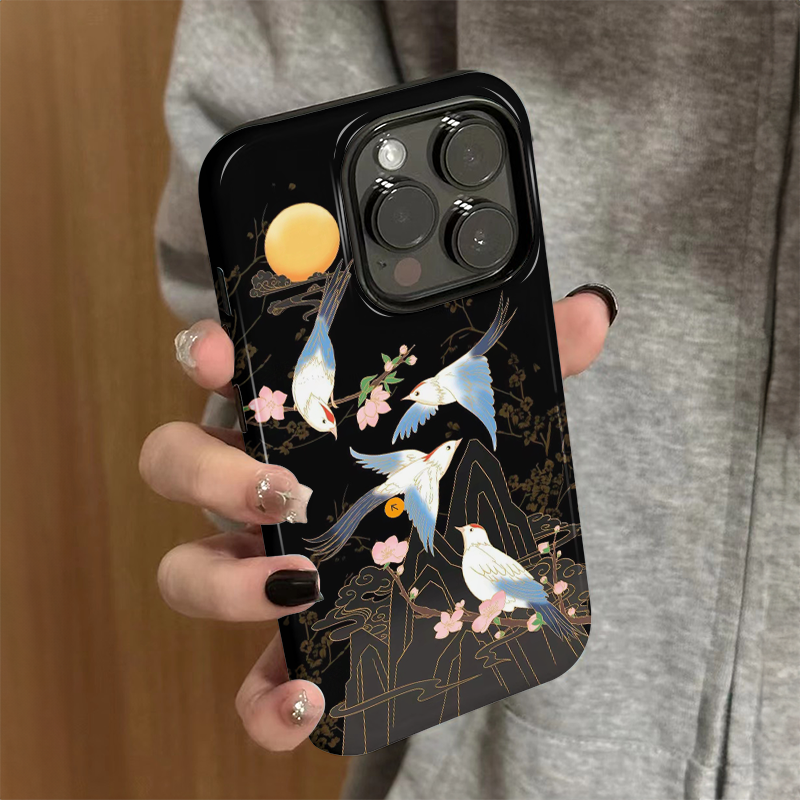 适用苹果15手机壳iPhone16promax新款iP14/13女个性12简约xsmax枝头喜鹊8创意防摔套11菲林二合一7plus高级xr