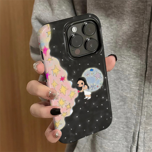 适用苹果16promax手机壳苹果15pro新款iPhone13简约iP14pro女11卡通8plus防摔12套7星星yuy玉xsmax硬x菲林16e