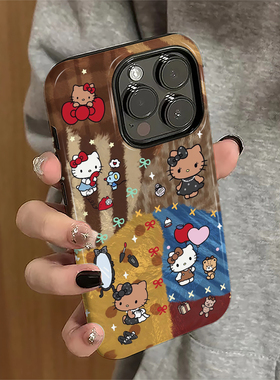适用苹果17promax手机壳iPhone16pro个性ip15pro新款13女14防摔保护套12拼接kt猫11卡通xsmax潮8/7plus菲林e