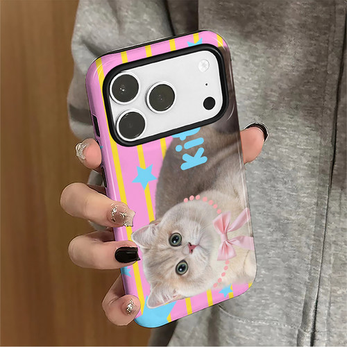 呆萌小猫适用苹果17promax手机壳iPhone16pro可爱15新款14女13哈吉米防摔12华为8plus小米保护套oppo菲林xs