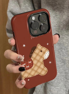格纹小马适用苹果17promax手机壳iPhone16pro红色ip15pro女13马年14新款xsmax新年12防摔11保护套8/7plus菲林