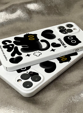 适用于opporeno9手机壳reno8/7/6/5/4/3黑色猫咪findx5/x3ins风pro硬壳r17/r15高级a9/a11x菲林壳a93/a72小众