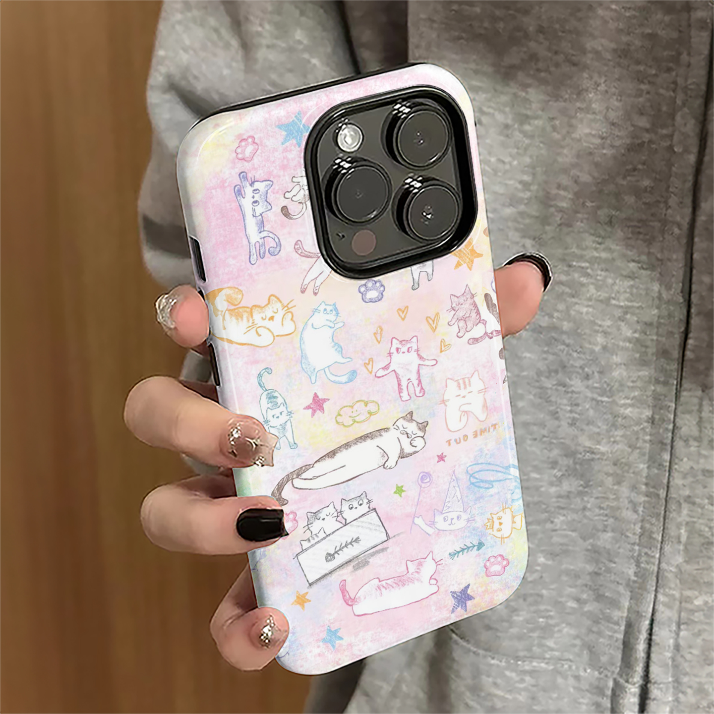 彩色猫咪适用苹果17pro手机壳iPhone16promax卡通ip15pro女13可爱14新款xsmax日韩12防摔11保护套8/7plus菲林