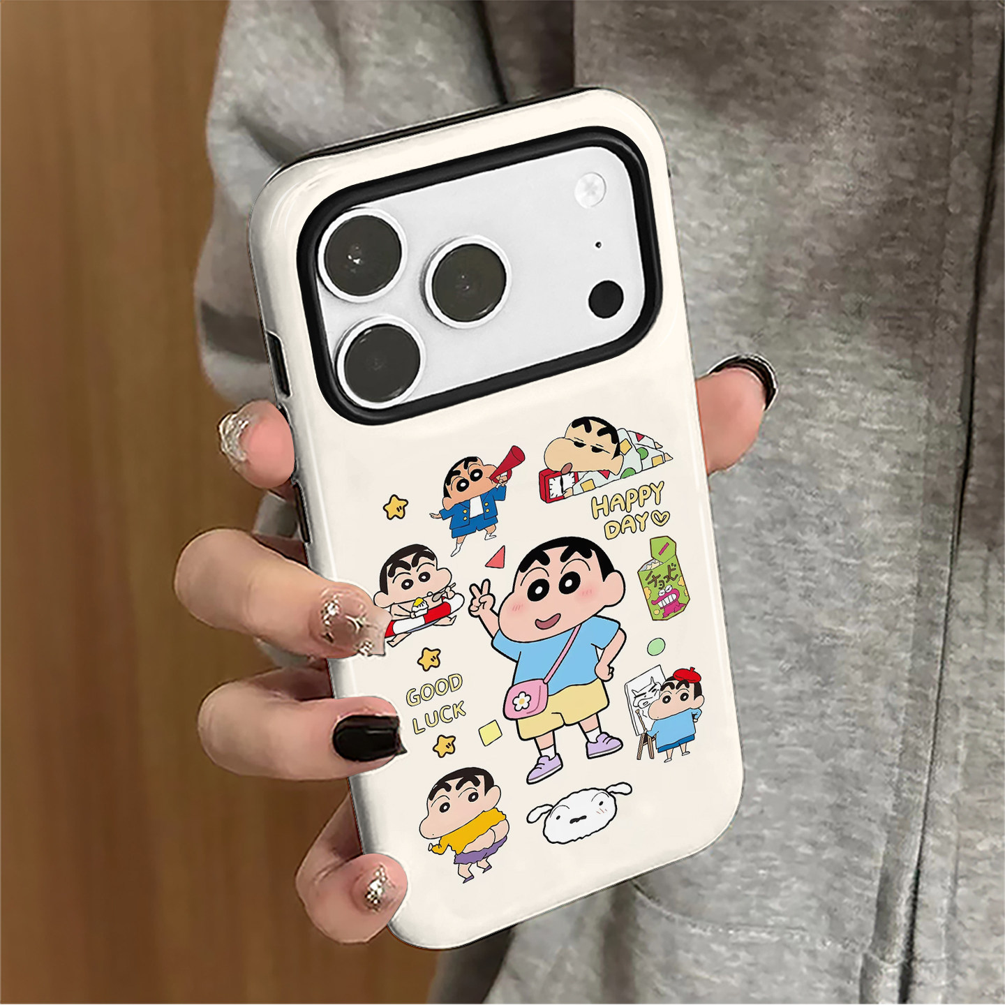 蜡笔小新适用苹果16promax手机壳iPhone17pro可爱15卡通14女13简约小米新款12华为oppo防摔保护套8plus菲林x