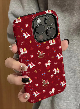 烟花小马适用苹果17promax手机壳iPhone16pro红色ip15pro女13简约14新款xsmax新年12防摔11保护套8/7plus菲林