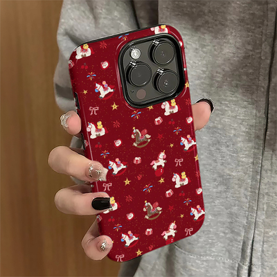 烟花小马适用苹果17promax手机壳iPhone16pro红色ip15pro女13简约14新款xsmax新年12防摔11保护套8/7plus菲林