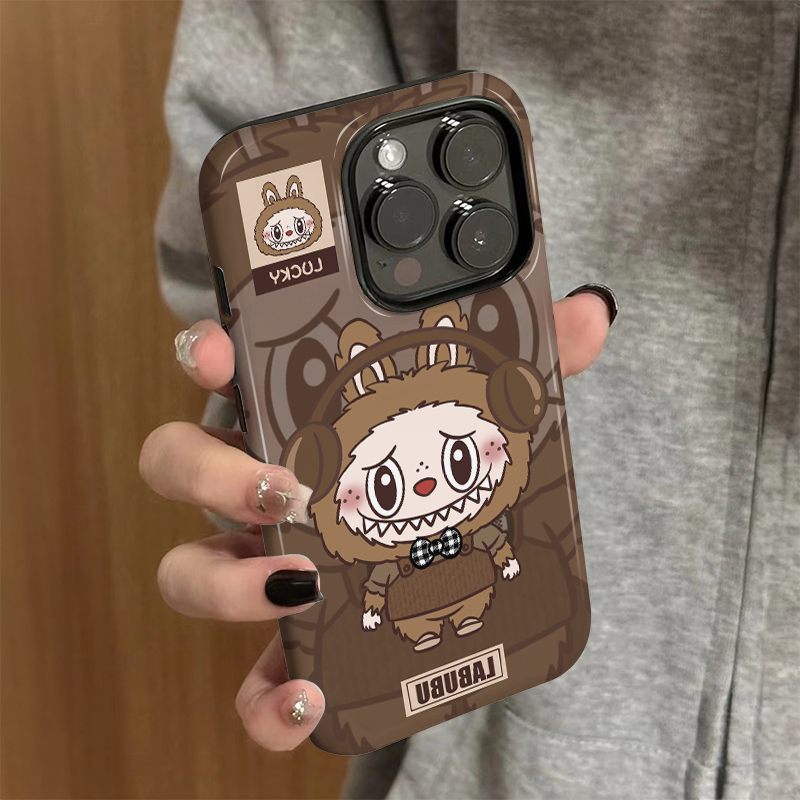 适用iPhone16手机壳苹果15proamx新款iP14女13简约12耳机拉布布8可爱xsamx防摔11保护套7菲林二合一plus高级x