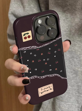 适用iPhone16promax手机壳苹果15新款创意iP14/13女12个性xsmax菲林二合一8高级感11防摔7小众plus樱桃碎花xr