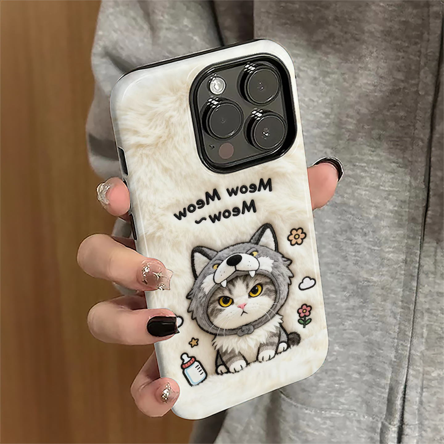 适用iPhone17promax手机壳苹果16pro卡通ip15pro新款13女14毛绒猫咪12防摔保护套11简约xsmax潮7/8plus菲林e