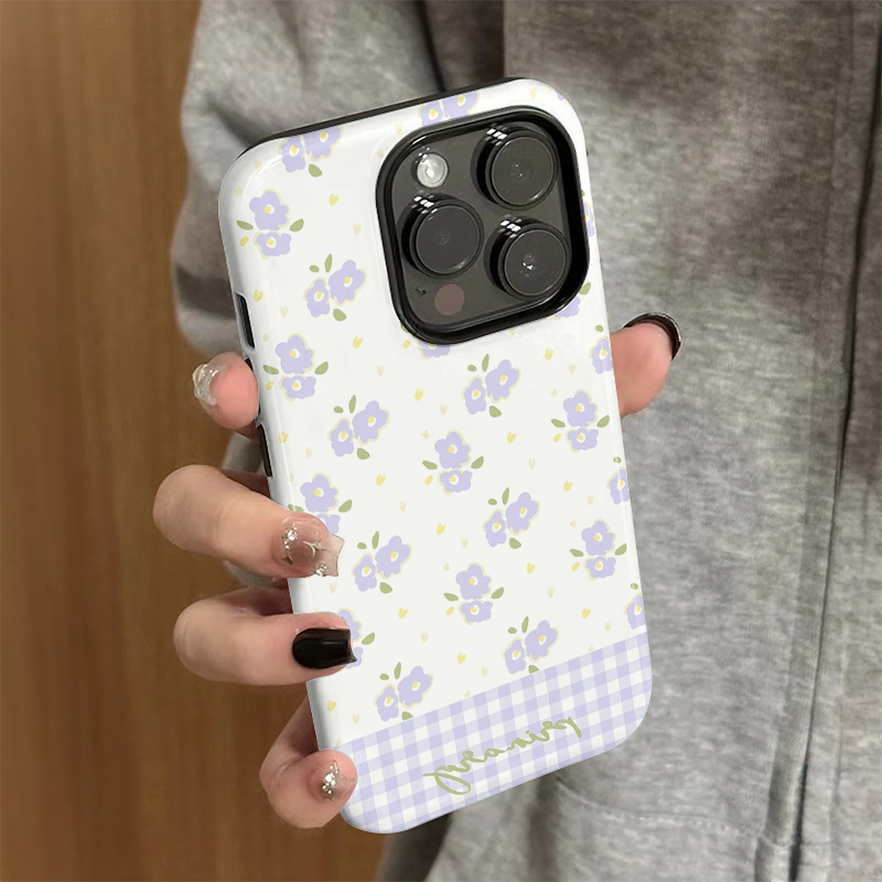 适用苹果16promax手机壳女iPhone15新款简约iP13/14硅胶xr防摔保护套pro个性iP7/8小众plus紫色花朵xsmax外壳
