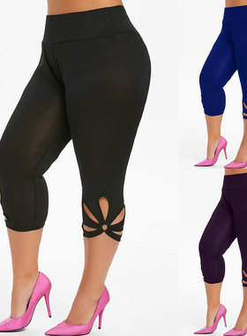 Solid High Waist Tight Yoga Capris纯色高腰紧身瑜伽七分裤女士