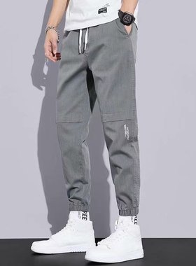 Loose Mid Waist Strap Sport Capris宽松中腰束脚运动九分裤男士