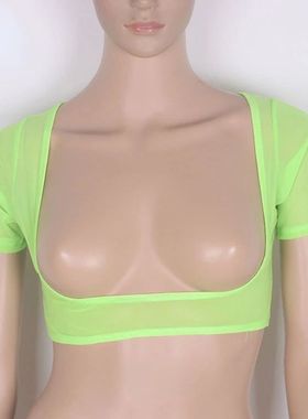Sexy Perspective Mesh Short sleeved Top 性感透视网纱短袖上衣