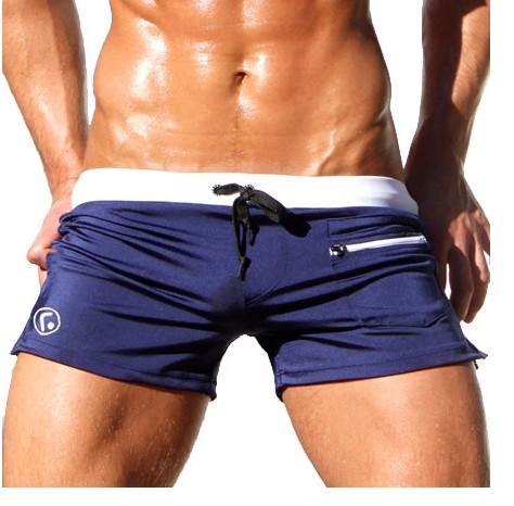 Fashion solid color flat angle swimming trunks纯色平角泳裤男