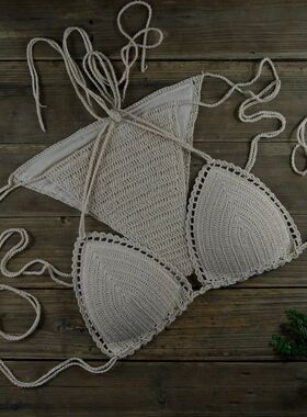 Sexy strap hollowed out woven swimsuit性感绑带镂空编织泳衣女