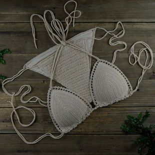 Sexy strap hollowed out woven swimsuit性感绑带镂空编织泳衣女