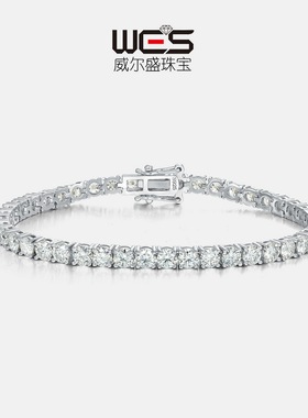 新款璀璨莫桑手链S925银镀18K金满镶彩宝宝石莫桑石满钻手饰轻奢