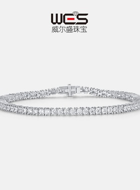 新款S925银镀18K金镶嵌彩宝宝石冰花切高碳钻手链女款纤细秀气款