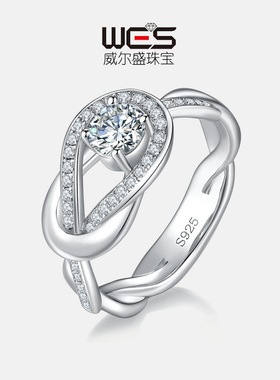 新款S925银镀18K金银纽扣戒指女莫桑石围镶彩宝宝石指戒时尚饰品