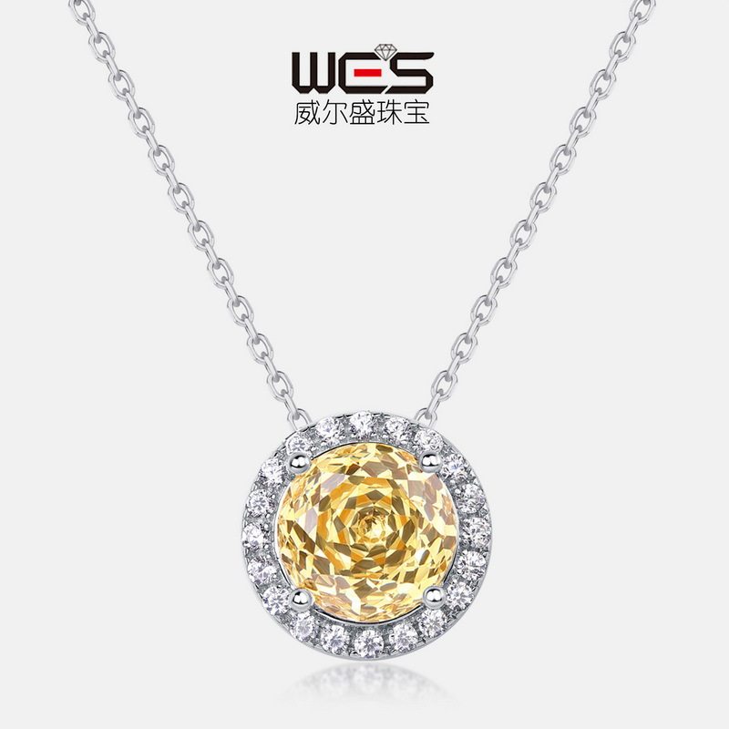 新款S925银镀18K金千禧玫瑰切3A锆项链女满镶锆石锁骨链轻奢风