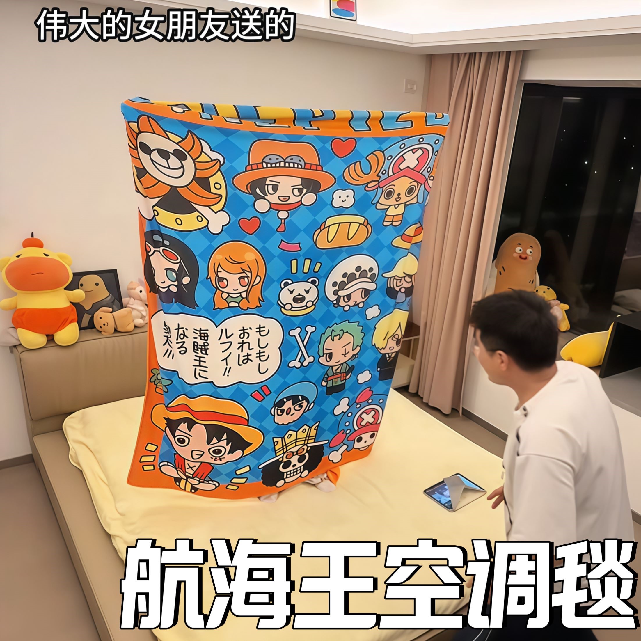 海贼王法兰绒空调盖毯四季通用