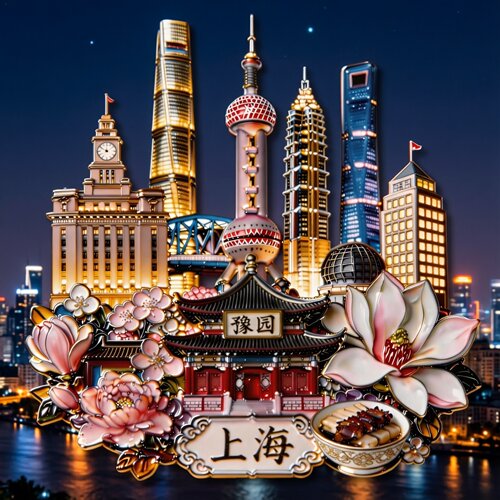 中国上海地标建筑金属冰箱贴磁贴