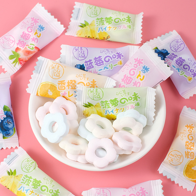 带圈薄荷糖有个圈的老式含片糖草莓香橙味糖果休闲小零食独立包装