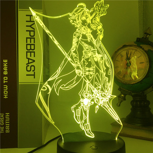 原神 钟离 魈 达达利亚 崩坏三八重樱  手办周边电竞房七彩小夜灯