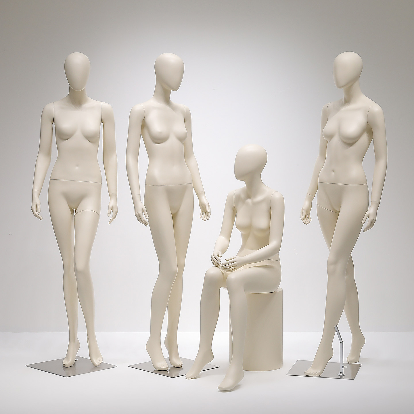 服装店高档假人模特道具女装全身哑白人台模特橱窗人偶坐模展示架