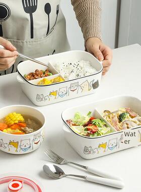 陶瓷密封盒式餐盒，微波炉，有盖炉专用，Cfsg矩形，学生和上班族