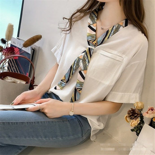 Stylish loose patchwork slimming shirt时尚宽松拼接显瘦衬衫女