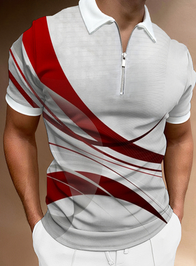 Fashion printed lapel zippered shirt时尚印花翻领拉链衬衫男士