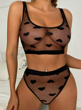 Sexy Perspective Mesh Underwear Set 性感透视网纱内衣套装女士
