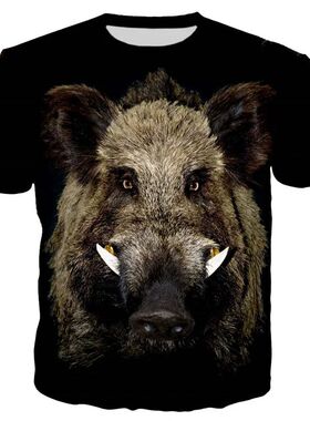 3D printed T-shirt with animal patterns动物图案3d印花男士T恤