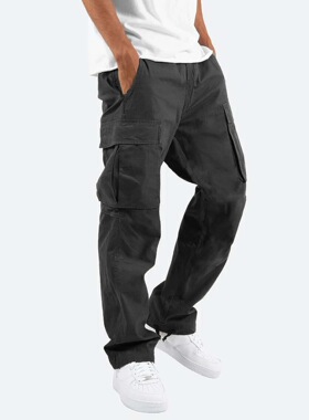 Simple mid waist straight cargo pants 简约中腰直筒工装裤男士