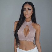 female性感高领修身 Sexy 挂脖背心女 slim waistcoat high necked