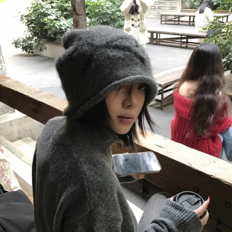 美式冷帽堆堆帽显脸小针织毛线帽