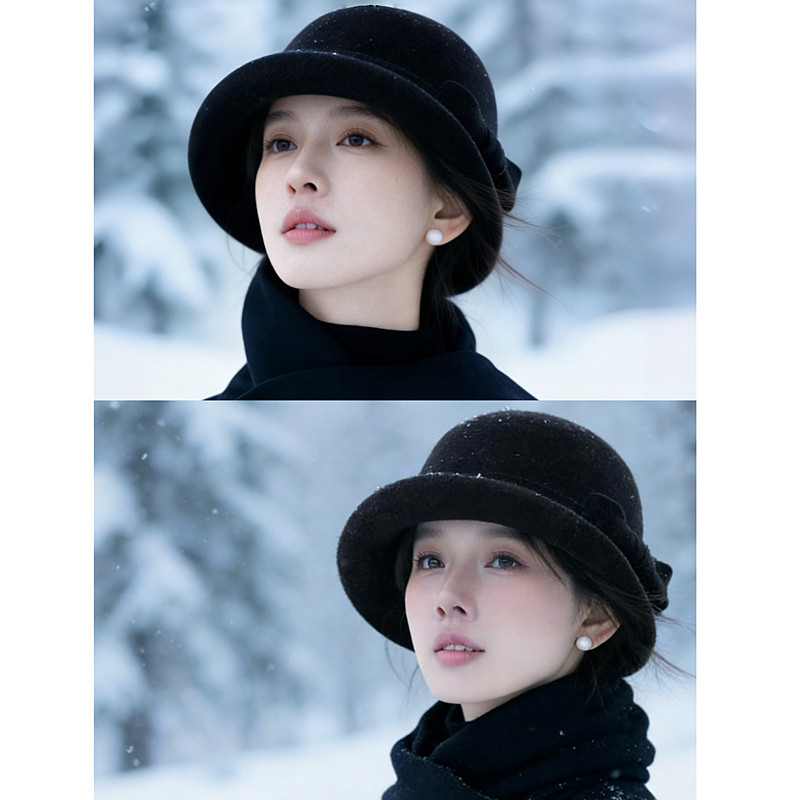 一顶渔夫礼帽，提气质显脸小！秋冬赫本风黑色留洋千金羊毛帽子女