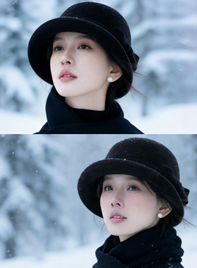 一顶渔夫礼帽，提气质显脸小！秋冬赫本风黑色留洋千金羊毛帽子女