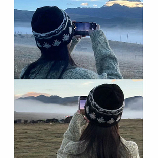 韩系氛围感 毛线帽 保暖护耳冷帽女针织帽子 秋冬bi入 费尔岛风