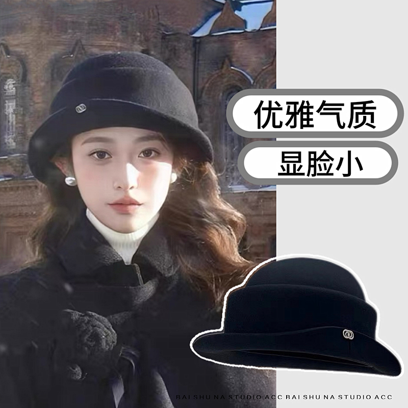 法式羊毛礼帽贝雷帽留洋千金帽子
