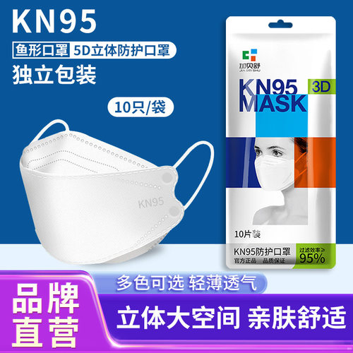 鱼形口罩成人彩色3d立体KN防护95