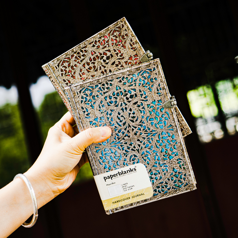 paperblanks古银窗花笔记本仿镂空装订手帐加厚记事本创意潮流复古简约精美通用文具有横线无酸纸内页送礼品