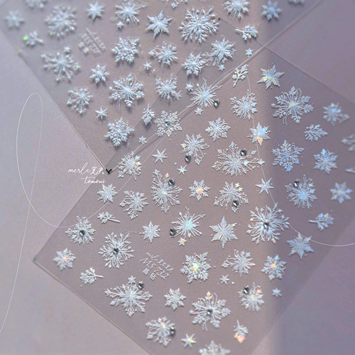tomoni晶钻美甲贴纸 莫失合作款复古指甲贴雪花贴纸MS728