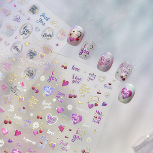tomoni烫金美甲贴纸爆款 饰品5538 轻奢指甲贴情人节雏菊情书贴纸装